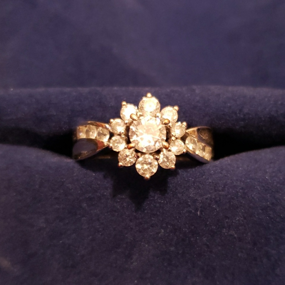 Silvertone Cubic Zirconia Ring - Size 9.5